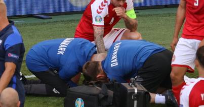 EURO-2020 - Félbeszakadt a dán-finn meccs, a dán Christian Eriksen összeesett a pályán. Később folytatták a mérkőzést, amely a finnek győzelmével végződött